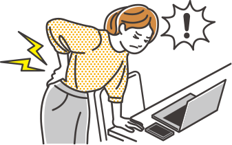 腰を抑えて腰痛に悩む女性のイラスト